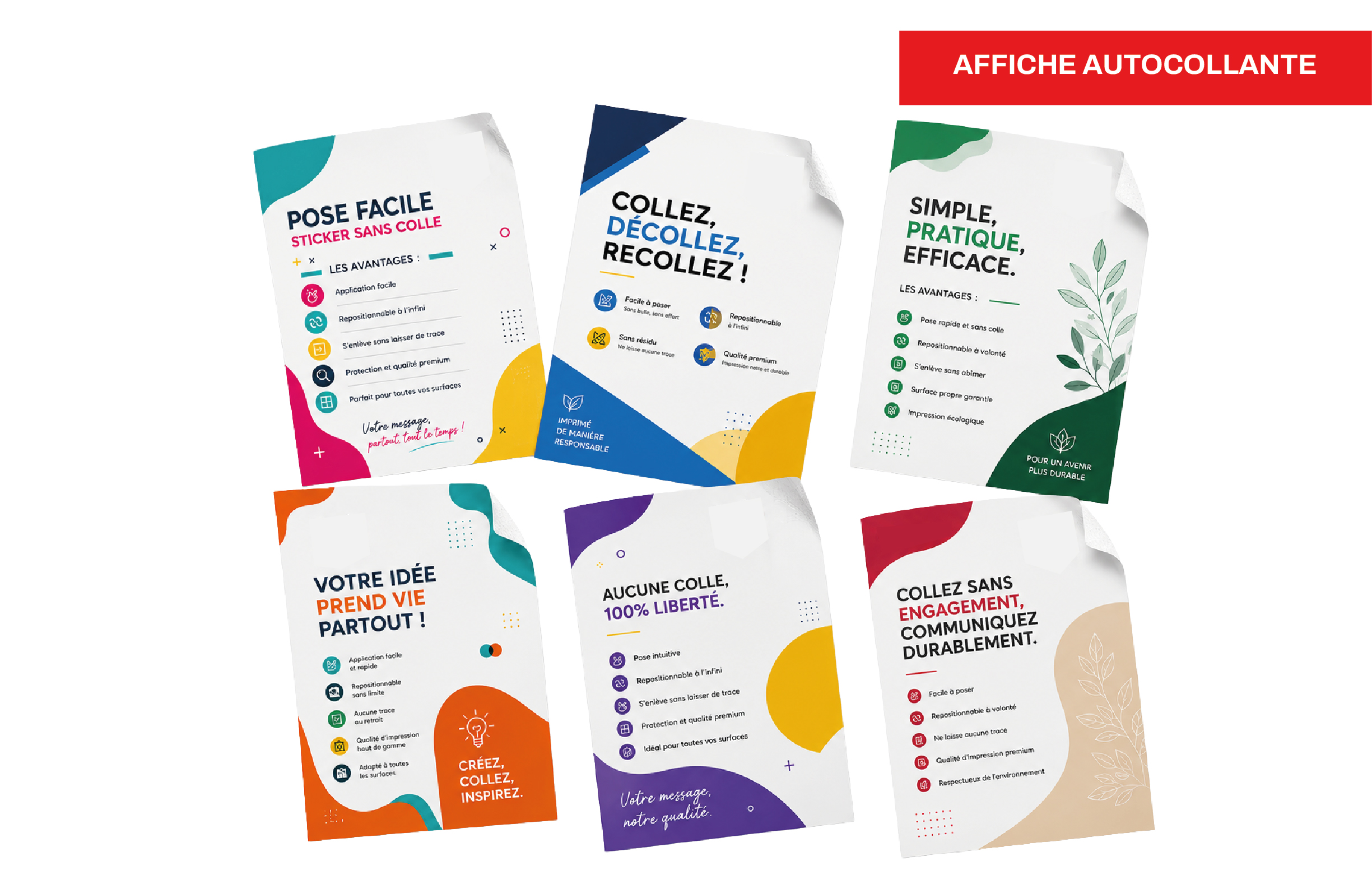 Affiche autocollante - Facile à coller et repositionnable, imprimé par Aimosa en Suisse