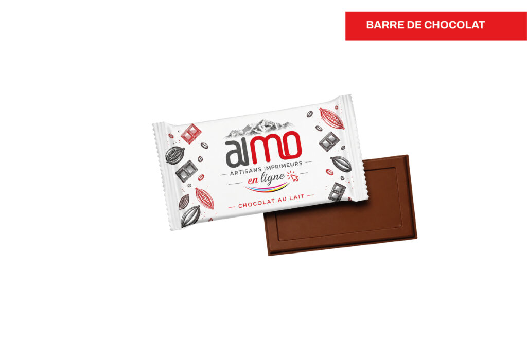 Barre de chocolat, imprimé par Aimosa en Suisse