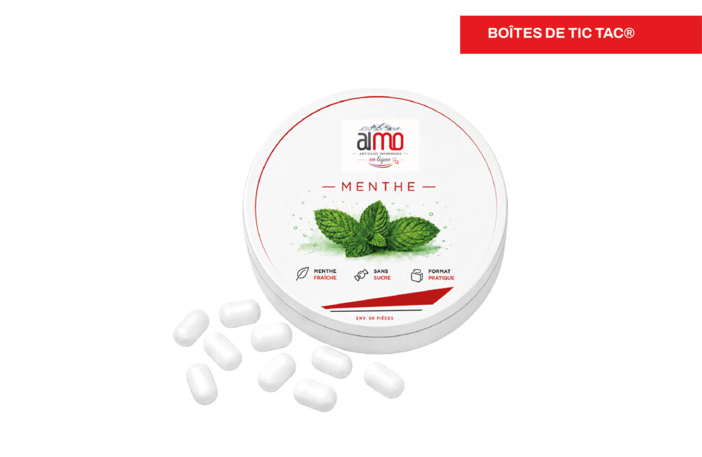 Boîtes de Tic Tac® Menthe, imprimé par Aimosa en Suisse