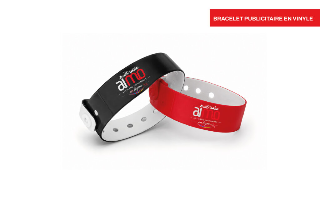 Bracelet publicitaire en vinyle, imprimé par Aimosa en Suisse