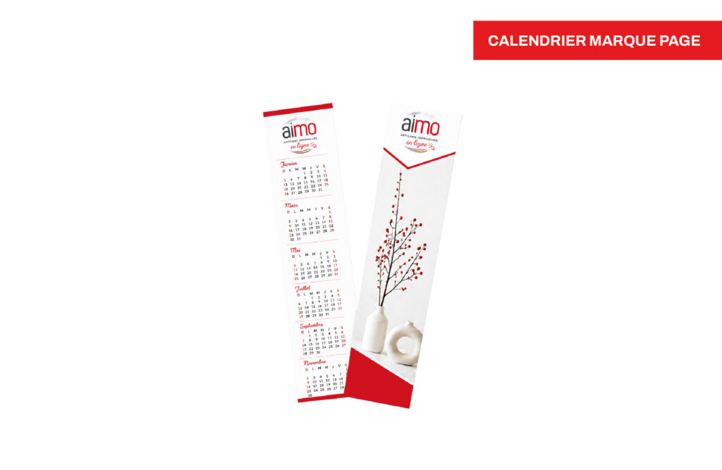 Calendrier marque page, imprimé par Aimosa en Suisse