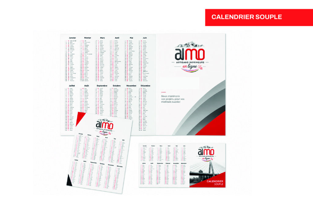 Calendrier souple publicitaire - Calendrier pas cher, imprimé par Aimosa en Suisse