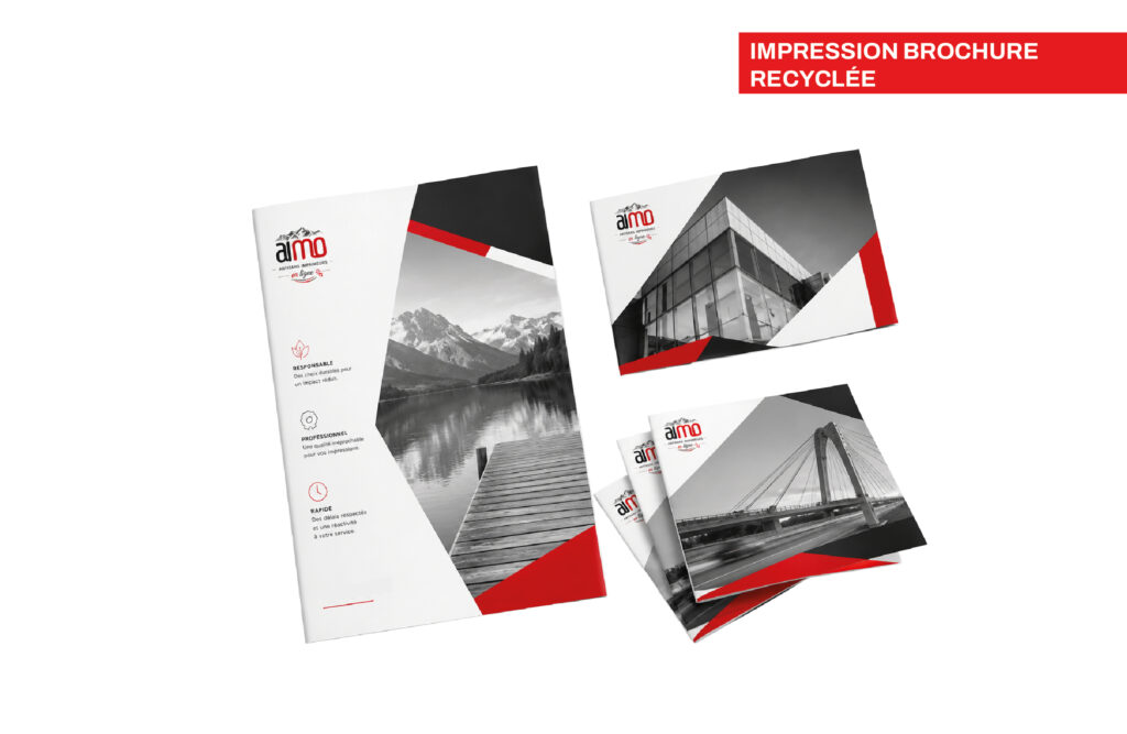 Impression brochure recyclée agrafées - Support éco-responsable, imprimé par Aimosa en Suisse