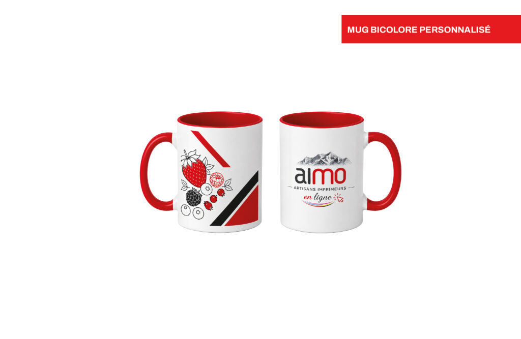 Mug Bicolore personnalisé, imprimé par Aimosa en Suisse