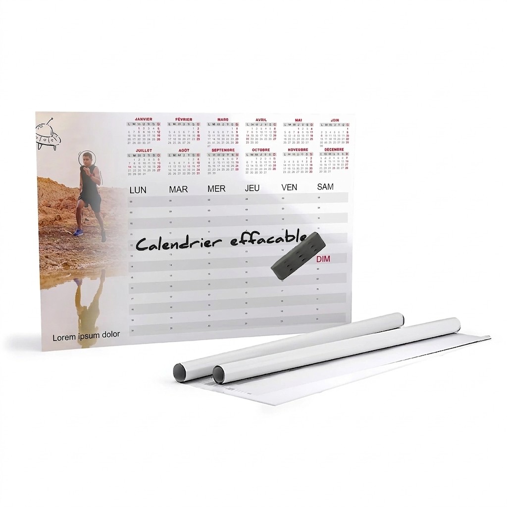 Calendrier Effaçable et inscriptible, imprimé par Aimosa en Suisse