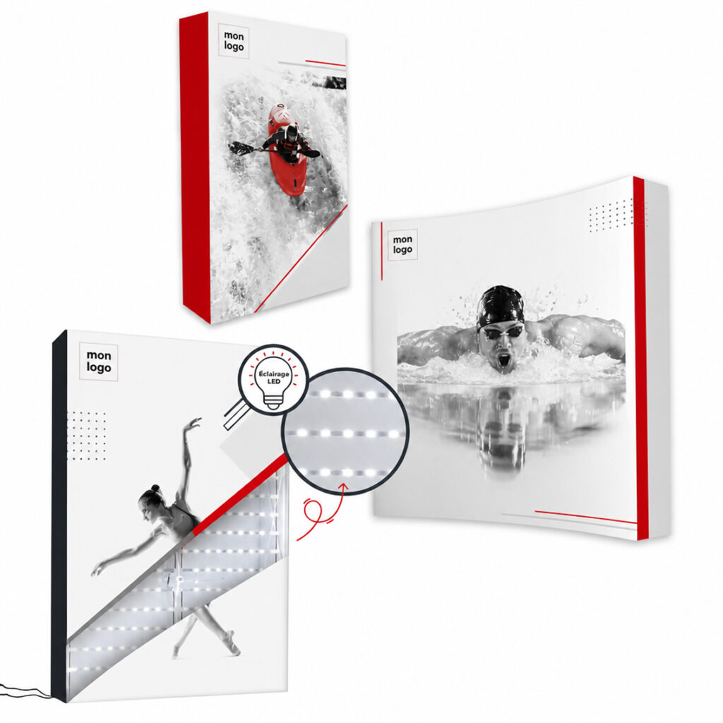 Stand parapluie personnalisé - Structure facile à monter, imprimé par Aimosa en Suisse