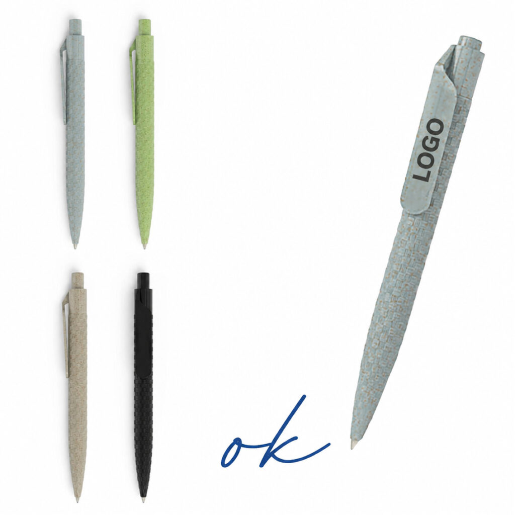 Stylo éco-responsable personnalisé en fibre de blé, imprimé par Aimosa en Suisse