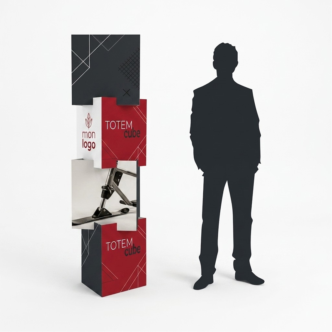Totem cube 4 modules - Cube personnalisé à empiler, imprimé par Aimosa en Suisse