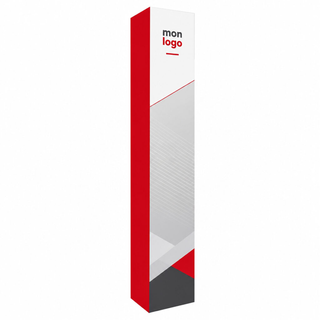Totem triangle publicitaire, imprimé par Aimosa en Suisse